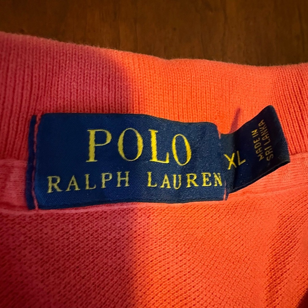 Polo Ralph Lauren Orange Pony Logo Polo Shirt XL Classic Fit Bright Preppy - Picture 5 of 5